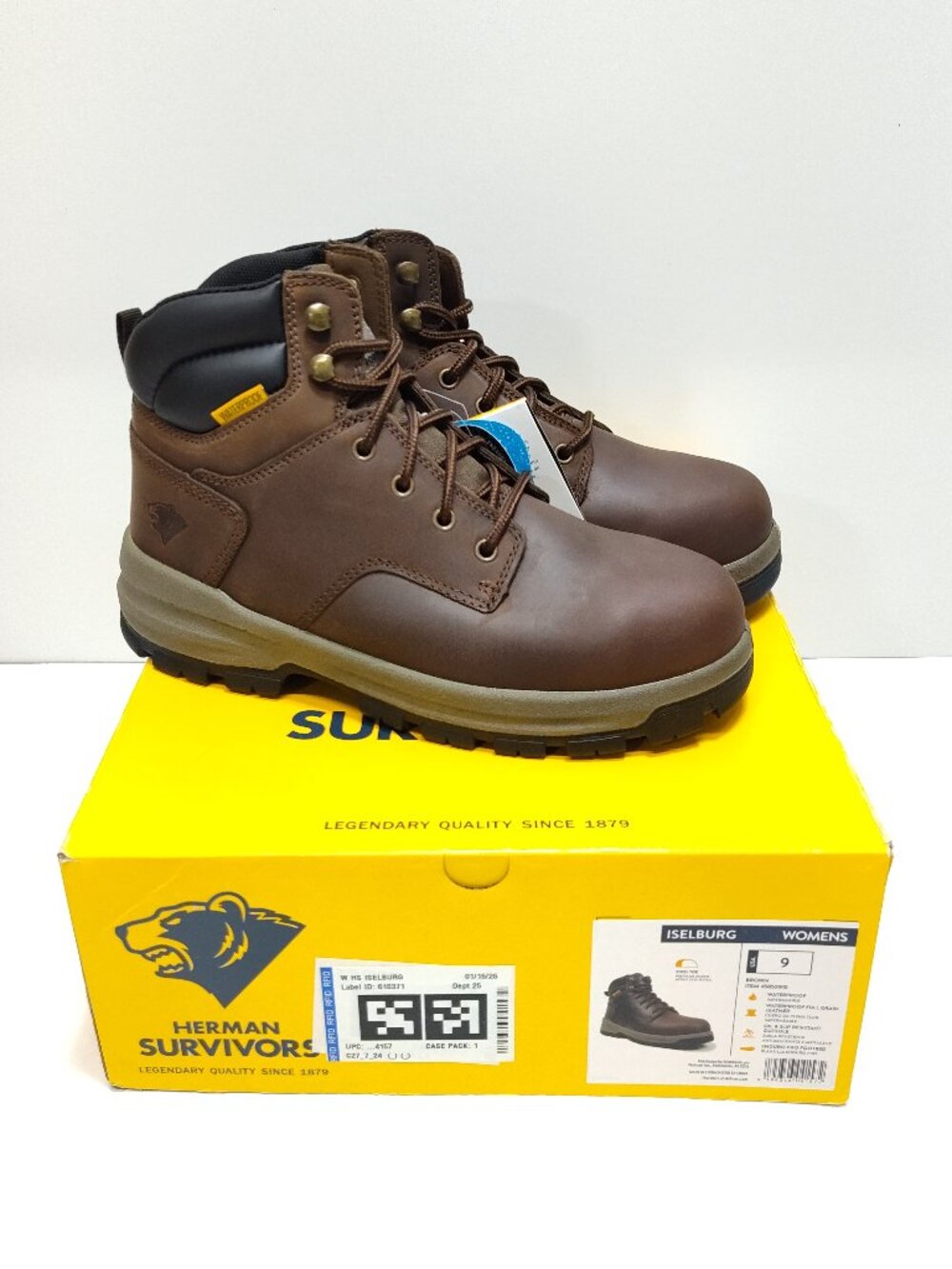 Herman Survivors Womens Iselburg Brown Steel Toe Waterproof Work Boots Size 9